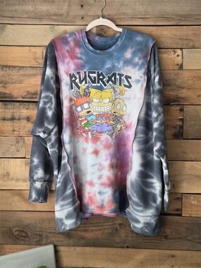 Upcycled Tie-Dye Long Sleeve Graphic T- Shirt - Multi